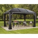 Pergola 3x4m Moreno alu anthracite et toit en acier galvanisé – SOJAG