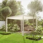 Pergola bioclimatique autoportante en alu blanc 3x3m Ombrea – Image 2