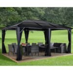 Pergola de jardin Meridien 365x485cm en aluminium anthracite et polycarbonate 8mm – SOJAG – Image 3