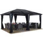 Pergola de jardin Meridien 365x485cm en aluminium anthracite et polycarbonate 8mm – SOJAG – Image 6