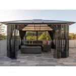 Pergola de jardin Savino 423x363cm en aluminium anthracite et polycarbonate 8mm – SOJAG – Image 2