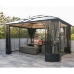 Pergola de jardin Savino 423x363cm en aluminium anthracite et polycarbonate 8mm – SOJAG – Image 3