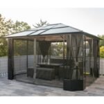 Pergola de jardin Savino 423x363cm en aluminium anthracite et polycarbonate 8mm – SOJAG – Image 4