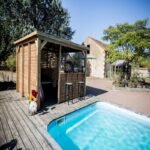 Pool house en bois thermo traité 12,32m² BLUETERM, 1 paroi mur plein, 1 paroi ventelles, 2 parois comptoirs – HABRITA – Image 3
