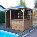 Pool house en bois thermo traité 12,32m² BLUETERM, 1 paroi mur plein, 1 paroi ventelles, 2 parois comptoirs – HABRITA – Image 8