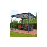 Tonnelle de jardin 3,6×3,6m en alu gris anthracite et polycarbonate – Image 3
