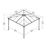 Tonnelle de jardin 3,6×3,6m en alu gris anthracite et polycarbonate – Image 6