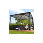 Tonnelle de jardin 3x3m en alu gris anthracite et polycarbonate – Image 2