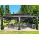 Tonnelle de jardin Messina 363x598cm en aluminium thermolaqué anthracite – SOJAG