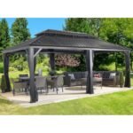Tonnelle de jardin Messina 363x598cm en aluminium thermolaqué anthracite – SOJAG – Image 5