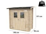 alce hobby 198x98 abri de jardin en bois avec fenêtres à l'avant 198x98x197 cm
