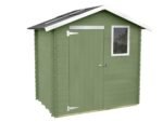alce livia 198x130 vert abri de jardin en bois avec fenêtre frontale 198x130x205 cm