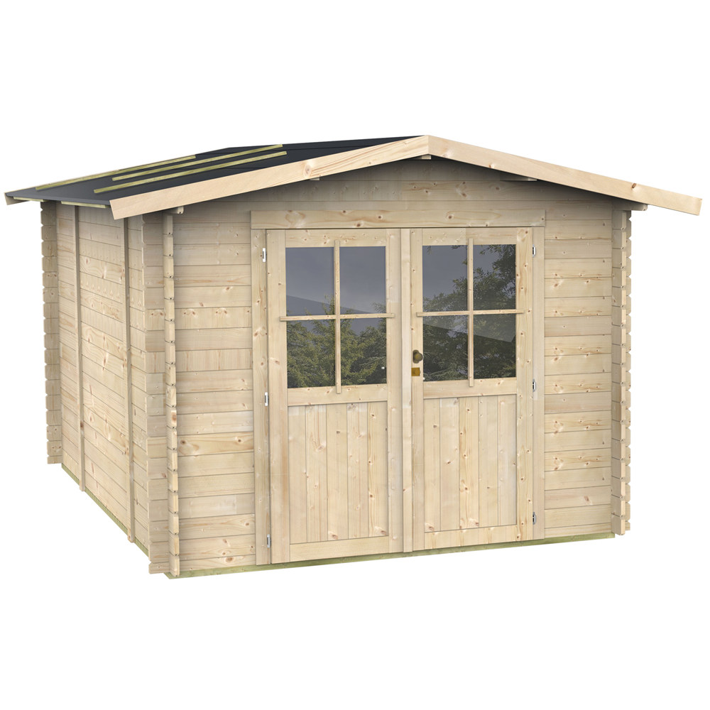 alce opera 300x250 abri de jardin à bois avec fenêtres et porte à double battant 300x250x219 cm