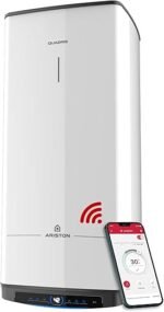 Ariston Quadris WiFi 150L, Compact Electric Water Heater, Smart, Connected, Soapstone, 15% Energy Saving, Eco Evo, Made in France, Space Saving up to 1 m² on the ground.