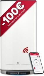 Ariston Velis Evo Dune Dry WiFi 65L – Smart Flat Water Heater – Space Saving Ultra-Flat 27 cm – Multi-Position – 25% Energy Saving – Energy Flexibility – Installation in France