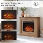 BALDERIA Cheminée de sol électrique autoportante Finn|Foyer sur pieds avec effet de flammes 3D|Chauffage 2000W, éclairage LED| avec télécommande, minuteur & thermostat| Marron... – Image 3