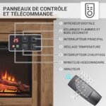 BALDERIA Cheminée de sol électrique autoportante Finn|Foyer sur pieds avec effet de flammes 3D|Chauffage 2000W, éclairage LED| avec télécommande, minuteur & thermostat| Marron... – Image 4