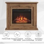 BALDERIA Cheminée de sol électrique autoportante Finn|Foyer sur pieds avec effet de flammes 3D|Chauffage 2000W, éclairage LED| avec télécommande, minuteur & thermostat| Marron... – Image 6