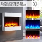 BALDERIA cheminée électrique Alva | Foyer électrique Mural avec Effet de Flammes 3D | Chauffage 2000W, éclairage LED | Cheminée à Fixation Murale avec télécommande, minuteur &... – Image 3