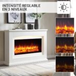 BALDERIA cheminée électrique Argon | Cheminée de Sol avec Effet Flamme 3D | Chauffage électrique 2000 W | Foyer sur Pieds avec télécommande, minuterie, Thermostat | Blanc – Image 3