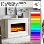 BALDERIA cheminée électrique Argon | Cheminée de Sol avec Effet Flamme 3D | Chauffage électrique 2000 W | Foyer sur Pieds avec télécommande, minuterie, Thermostat | Blanc – Image 4