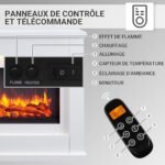 BALDERIA cheminée électrique Argon | Cheminée de Sol avec Effet Flamme 3D | Chauffage électrique 2000 W | Foyer sur Pieds avec télécommande, minuterie, Thermostat | Blanc – Image 5