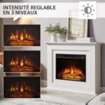 BALDERIA cheminée électrique autoportante Finn|Foyer électrique sur Pieds avec Effet de Flammes 3D|Chauffage 2000W, éclairage LED|Cheminée de Sol avec télécommande, minuteur &... – Image 3