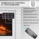 BALDERIA cheminée électrique autoportante Finn|Foyer électrique sur Pieds avec Effet de Flammes 3D|Chauffage 2000W, éclairage LED|Cheminée de Sol avec télécommande, minuteur &... – Image 4
