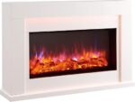 BALDERIA cheminée électrique Castor | Cheminée de Sol avec Effet Flamme 3D | Chauffage électrique 2000 W | Foyer sur Pieds avec télécommande, minuterie, Thermostat | Blanc