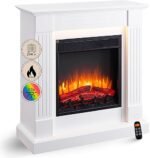 BALDERIA Ladina Freestanding Electric Fireplace | Electric Fireplace on Feet with 3D Flame Effect | Heating 2000W, LED Lighting | Floor Fireplace with Remote Control, Timer &...