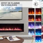 BALDERIA Leif 60" Electric Fireplace | Wall Mounted Electric Fireplace with 3D Flame Effect | Heating 2000W, LED Lighting | Built-in Fireplace with Remote Control, Timer &... – Image 5