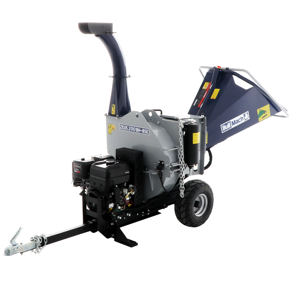 bullmach zeus 200 bh bse broyeur de branche thermique tractable b&s xr2100 avec démarrage électrique