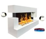 Chemin’Arte - Cheminée Électrique LEDs Murale Design Quartz 120 cm - Blanche - Effet Flammes - Conçue en France - Garantie 2 Ans – Image 6