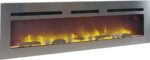 Chemin'Arte Brite 3XL Stainless Steel Built-in Electric Fireplace - Designed in France - 152 x 17 x 45 cm