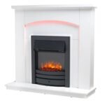 Endeavour Fires New Cayton Electric 42"Fireplace Suite, fitted with Black Trim and Fret, 220/240Vac 1&2kW with 7 day Programmable Remote Control Heater in off white MDF Surround – Image 3