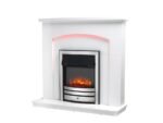 Endeavour Fires New Cayton Electric 42"Fireplace Suite, fitted with Chrome Trim and Fret, 220/240Vac 1&2kW with 7 day Programmable Remote Control Heater in off white MDF Surround – Image 3