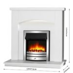 Endeavour Fires New Cayton Electric 42"Fireplace Suite, fitted with Chrome Trim and Fret, 220/240Vac 1&2kW with 7 day Programmable Remote Control Heater in off white MDF Surround – Image 5