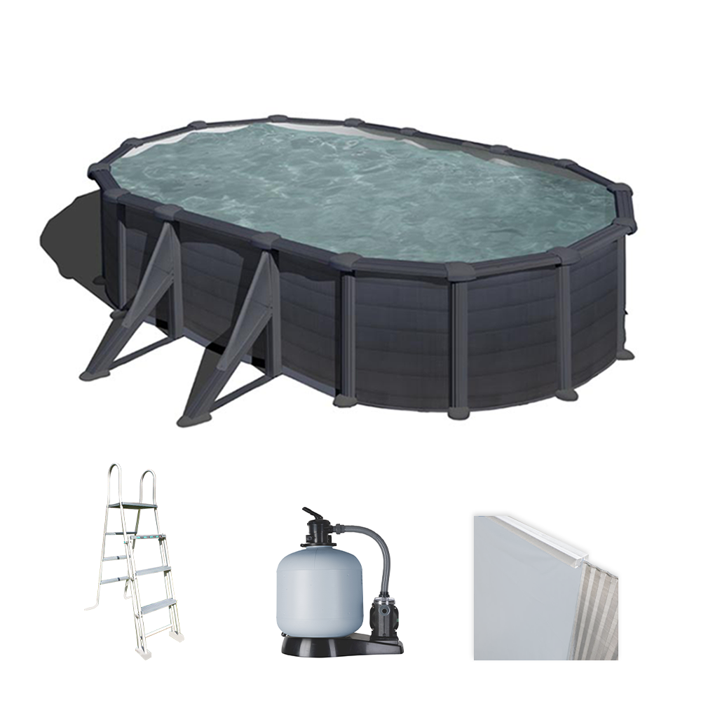 gre granada ovale 500x300x132cm piscine hors sol en acier