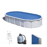 gre haiti ovale 730 x 375 x 132 cm piscine hors sol en acier traverses enterrées