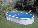 gre haiti ovale 730 x 375 x 132 cm piscine hors sol en acier traverses enterrées