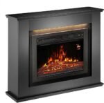 Juskys Cheminée électrique 1000/2000W avec Chauffage, cheminée, Effet Flamme, télécommande, éclairage LED et minuterie - Cheminée électrique sur Pied (Noir)(98x28x81cm)