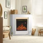 Juskys Cheminée électrique 1000/2000W avec Chauffage, cheminée, Effet Flamme, télécommande, éclairage LED et minuterie - Cheminée électrique d'angle (Blanc)(96x57x94cm) – Image 2