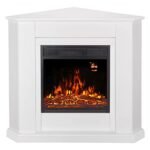 Juskys Cheminée électrique 1000/2000W avec Chauffage, cheminée, Effet Flamme, télécommande, éclairage LED et minuterie - Cheminée électrique d'angle (Blanc)(96x57x94cm) – Image 3
