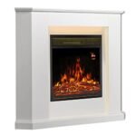 Juskys Cheminée électrique 1000/2000W avec Chauffage, cheminée, Effet Flamme, télécommande, éclairage LED et minuterie - Cheminée électrique d'angle (Blanc)(96x57x94cm) – Image 5