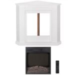 Juskys Cheminée électrique 1000/2000W avec Chauffage, cheminée, Effet Flamme, télécommande, éclairage LED et minuterie - Cheminée électrique d'angle (Blanc)(96x57x94cm) – Image 6