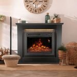 Juskys Cheminée électrique 1000/2000W avec Chauffage, cheminée, Effet Flamme, télécommande, éclairage LED et minuterie - Cheminée électrique sur Pied (Noir)(98x28x81cm) – Image 2