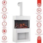 KAMINIO Cheminée Electrique HENRI avec tuyau de poêle - Poêle Électrique avec chauffage, effet de flamme 3D, compartiment à bois, télécommande (Blanc) – Image 4
