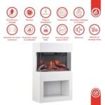 KAMINIO Cheminée Electrique Henri - Poêle Électrique avec Chauffage, Effet de Flamme 3D, Compartiment à Bois, télécommande (Blanc) – Image 4