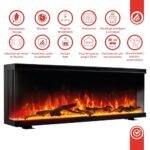 KAMINIO Cheminée Electrique Lea - Cheminée Électrique 3-en-1 avec Vue panoramique, Chauffage, Effet de Flamme, 12 Couleurs de Flammes, télécommande (50 Pouces) – Image 5