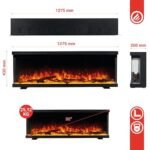 KAMINIO Cheminée Electrique Lea - Cheminée Électrique 3-en-1 avec Vue panoramique, Chauffage, Effet de Flamme, 12 Couleurs de Flammes, télécommande (50 Pouces) – Image 6